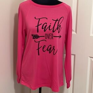 Pink Black Faith Over Fear Top Size Small